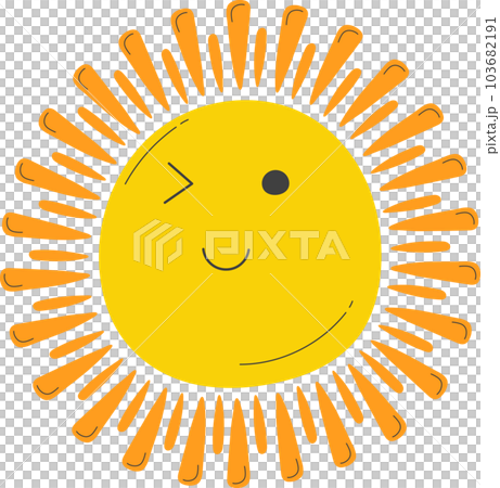 Cute Sun with sunshine. Isolated illustration on transparent background. 103682191