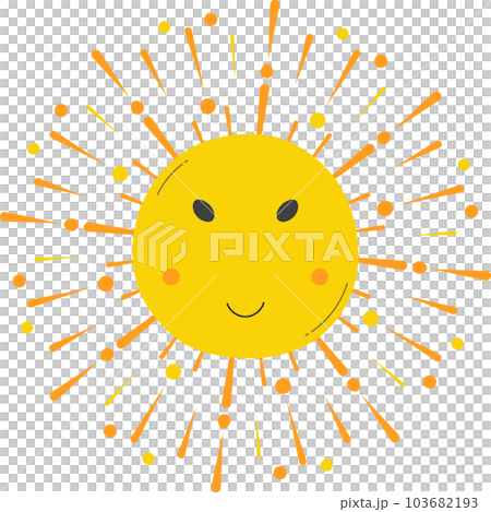 Cute Sun with sunshine. Isolated illustration on transparent background. 103682193