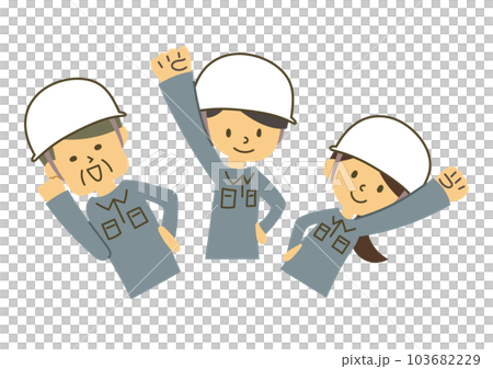 Illustration of a worker doing a guts pose Illustration of a worker doing a guts pose 103682229