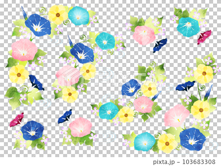 海辺の花のフレームセット 103683308