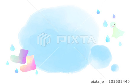 水彩長靴とてるてる坊主の吹き出しイラスト 水彩長靴とてるてる坊主の吹き出しイラスト 103683449