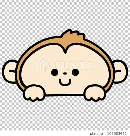 ひょっこり顔を出すかわいいサル 103683452