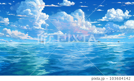 夏の海と空のイラストのイラスト素材 [103684142] - PIXTA