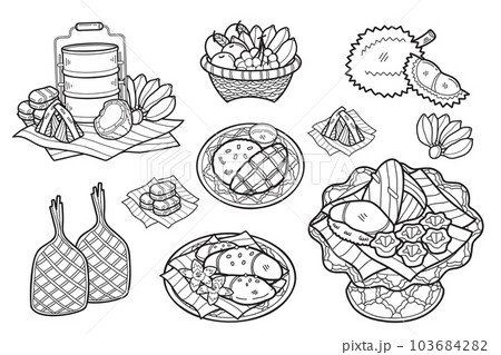 Hand Drawn Thai dessert collection in flat style illustration for business ideas 103684282
