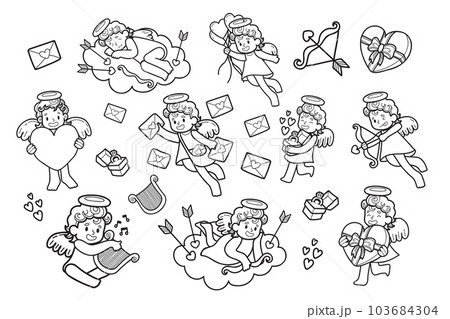 Hand Drawn Cupid collection in flat style illustration for business ideas 103684304