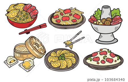 Hand Drawn chinese food collection in flat style illustration for business ideas Hand Drawn chinese food collection in flat style illustration for business ideas 103684340