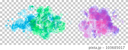 水彩飛濺（藍色、綠色和紫色的混合） 103685017