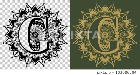 Openwork style mandala alphabet "G" Openwork style mandala alphabet "G" 103686384