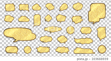 金色ラメの色々な形の吹き出し(背景透過) 金色ラメの色々な形の吹き出し(背景透過) 103688939