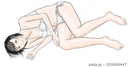 床に水着で寝そべる女の子08 103689447