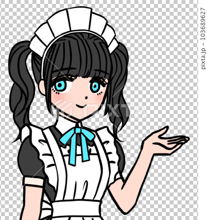Introducing a black-haired maid with a blue chest ribbon 103689627