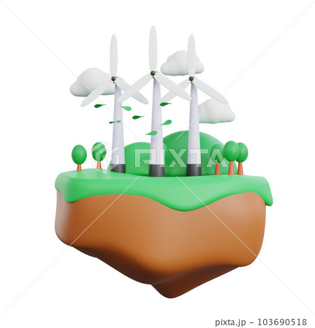 3d rendering of a wind turbine ecology concept 103690518