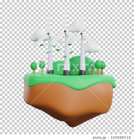 3d rendering of a wind turbine ecology concept 103690518