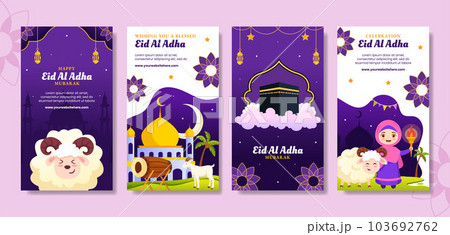 Happy Eid Al Adha Mubarak Social Media Stories Illustration Cartoon Hand Drawn Templates Background Happy Eid Al Adha Mubarak Social Media Stories Illustration Cartoon Hand Drawn Templates Background 103692762