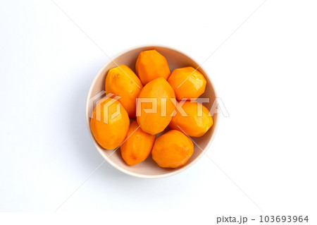 Marian plum fruit isolated on white. 103693964