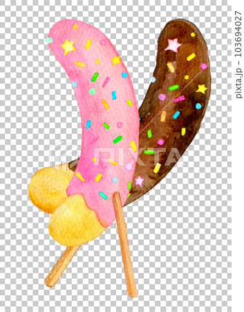 水彩イラスト　チョコバナナ　屋台グルメ 103694027