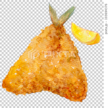 Watercolor illustration fried horse mackerel 103694376