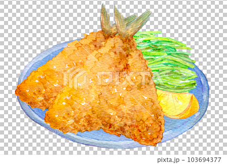 水彩イラスト　アジフライ 103694377