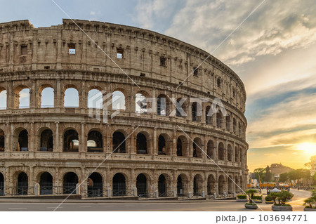 Rome Italy, sunset city skyline at Rome Colosseum 103694771