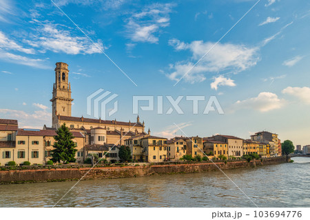 Verona Italy, city skyline at Adige river and Verona Cathedral Verona Italy, city skyline at Adige river and Verona Cathedral 103694776