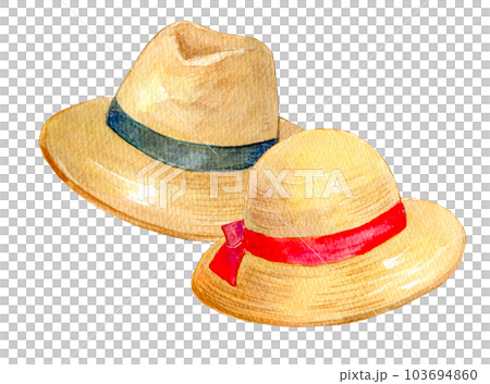 Watercolor illustration straw hat summer image 103694860