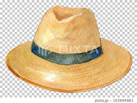 Watercolor illustration straw hat summer image 103694861