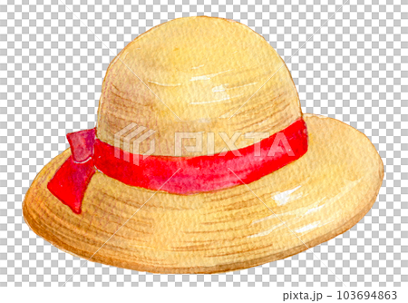 水彩イラスト　麦わら帽子　夏イメージ 103694863