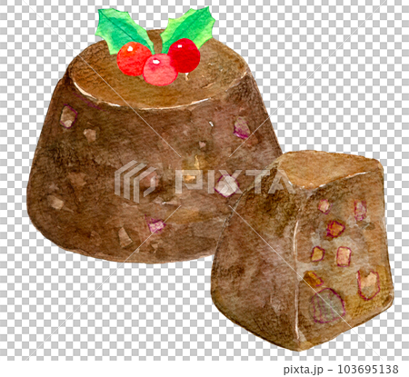 Watercolor illustration pudding British cuisine 103695138