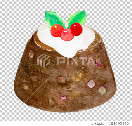 Watercolor illustration pudding British cuisine 103695140