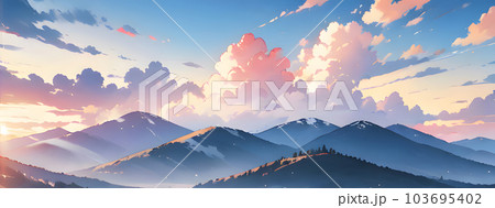 茜色の空と雲 茜色の空と雲 103695402