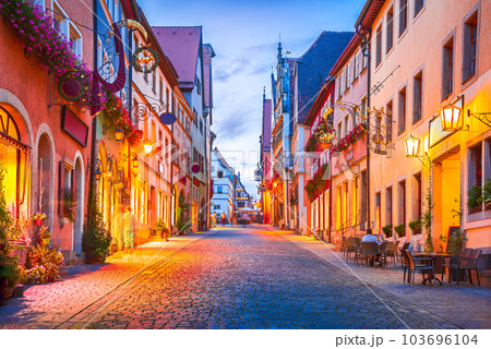 Rothenburg ob der Tauber, Germany. Historical city in Bavaria, Romantic Road route. 103696104