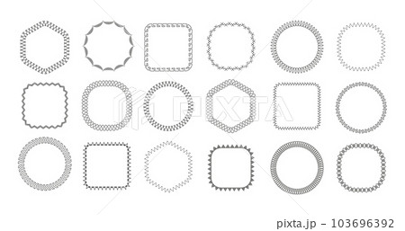 Sew stitch frame. Embroidery sewing seam frames, thread stiches borders, sewed machine seams shapes, ornamental napkin. Vector set Sew stitch frame. Embroidery sewing seam frames, thread stiches borders, sewed machine seams shapes, ornamental napkin. Vector set 103696392