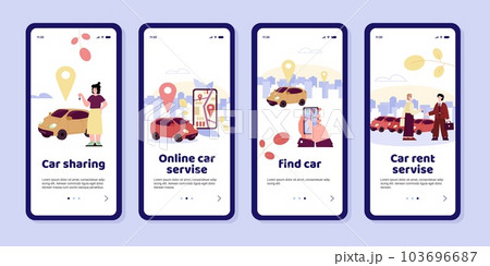 Car sharing online service for order taxi, rental transport or search vehicle. Car sharing online service for order taxi, rental transport or search vehicle. 103696687