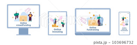 Online crowdfunding, investment and funding to business ideas via internet. 103696732