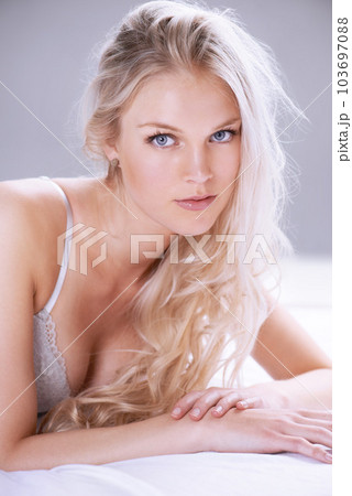 Portrait Of A Dreamy Sensual Lingerie Beauty In Bed. Stock Photo, Picture  and Royalty Free Image. Image 23735810.