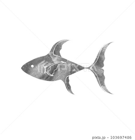 メルヘンな魚（単品）／水墨画風 103697486
