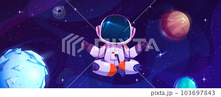 Cartoon astronaut sit in space vector illustration 103697843