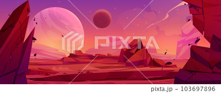 Cartoon alient planet surface with crack stonesのイラスト素材 [103697896] - PIXTA