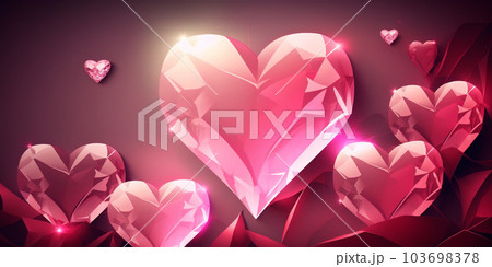 St Valentines background with crystal pink hearts St Valentines background with crystal pink hearts 103698378