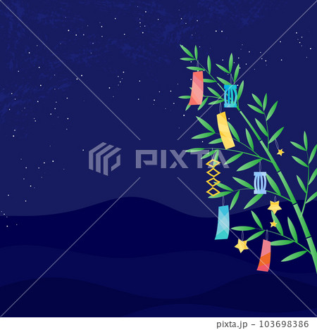 七夕かざりと夜空のベクターイラスト 103698386