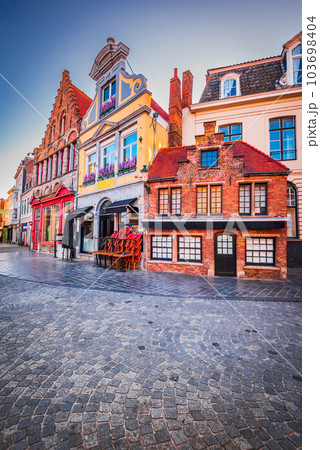 Bruges, Belgium - Beautiful old center, Markt, Flanders travel destination Bruges, Belgium - Beautiful old center, Markt, Flanders travel destination 103698404