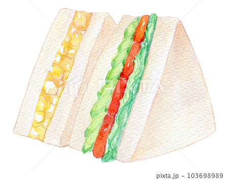 サンドイッチセット　食べ物　水彩イラスト　 103698989