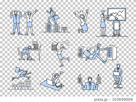 business scene icon set 103699009