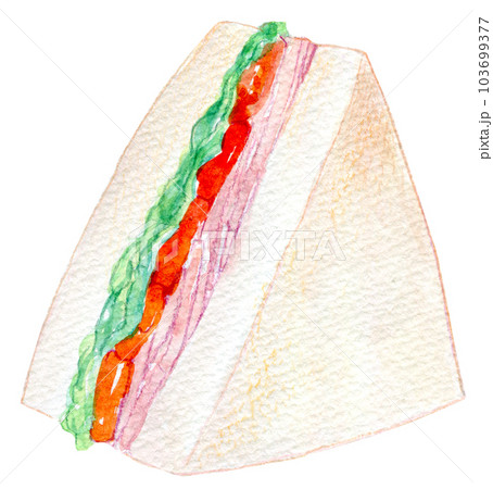 ハムサンド　サンドイッチ　食べ物　水彩イラスト　 103699377