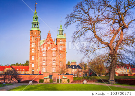 Copenhagen, Denmark. 17th-century Rosenborg Slot with royal treasures and gardens. 103700273