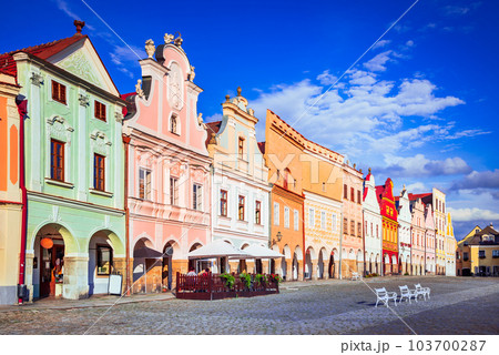 Telc, Czech Republic. Historical city, Moravia famous world heritage. Hradce Square. Telc, Czech Republic. Historical city, Moravia famous world heritage. Hradce Square. 103700287