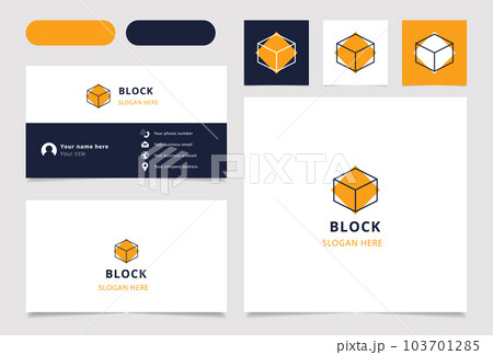 Block logo design with editable slogan. Branding book and business card template. Block logo design with editable slogan. Branding book and business card template. 103701285
