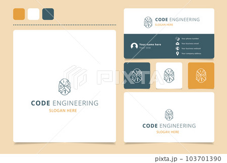 Code engineering logo design with editable slogan. Branding book and business card template. 103701390
