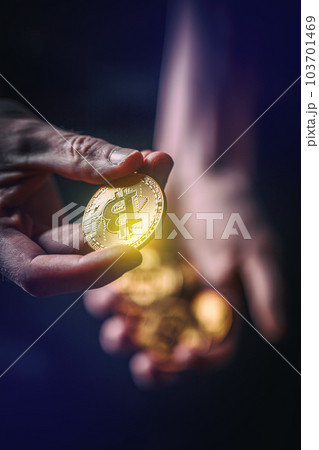 Virtual cryptocurrency concept. 103701469