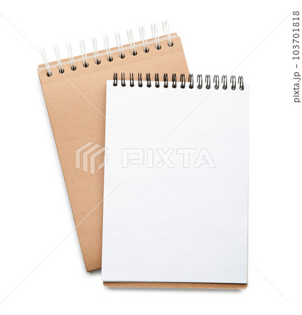 Stylish notebooks isolated on white, top view 103701818